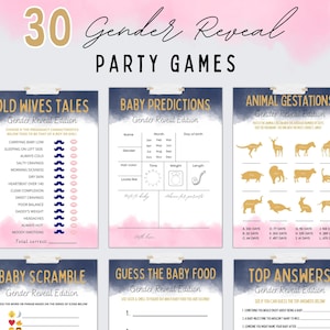 Gender Reveal Games Bundle | Gender Reveal Games | Gender Reveal Party Game | Navy Gold Pink Gender Reveal | Gender Reveal Ideas | Printable