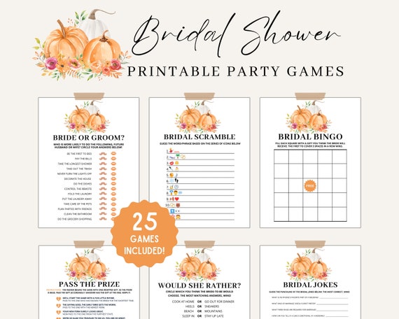 Printable Pumpkin Bridal Shower Games