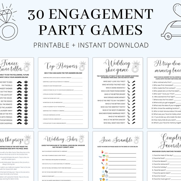 Engagement Party Games Bundle | Engagement Party Games | Proposal Party | Couples Party Games | Fiance Games | Engagement Printable Games