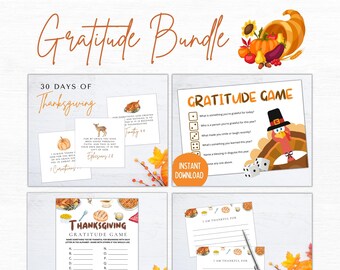Thanksgiving Gratitude Activity Bundle | Games & Cards (Printable Download)