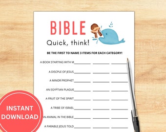 Bible Quick Think Game | Youth Group Christian Trivia (Printable)