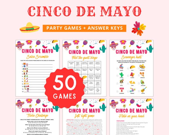 Cinco De Mayo Party Games | 30 Game Bundle (Instant Download)