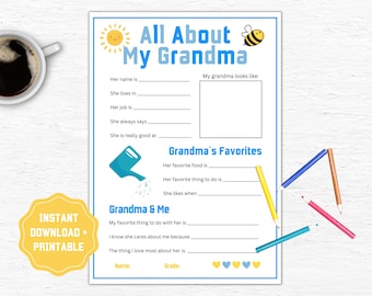All About My Grandma Printable | Grandparents Day Activity (Digital Download)