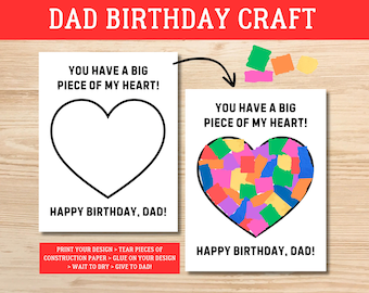 Dad Birthday Heart Craft | Printable Keepsake from Kid (Digital Download)