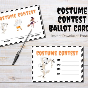 Schede per i costumi di Halloween / Schede per il voto in costume / Festa in costume di Halloween / Concorso per i costumi di Halloween / Schede per il concorso di Halloween