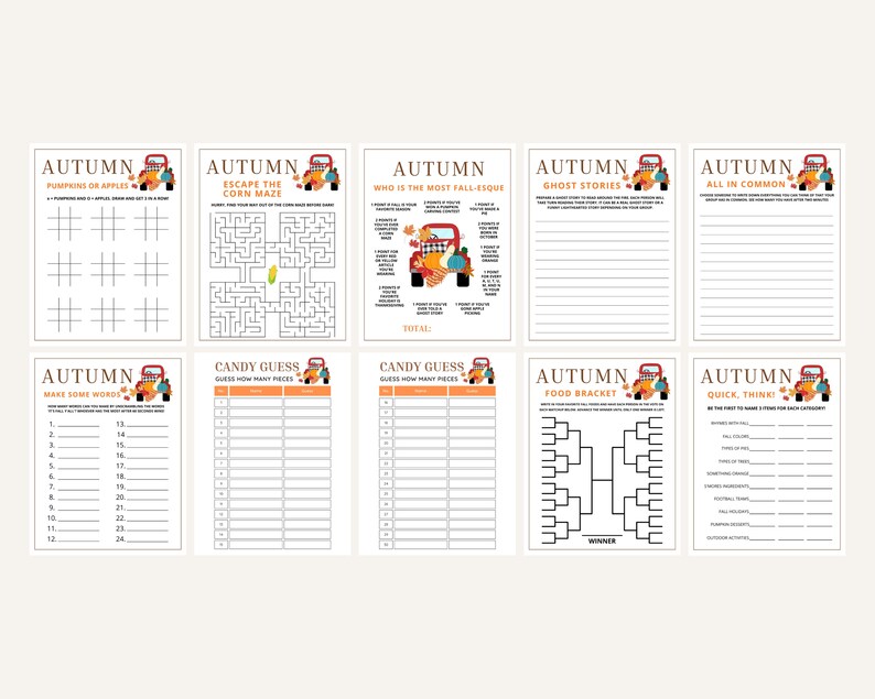 Autumn Party Games Bundle: 30 Printable Fall Activities (digital ...