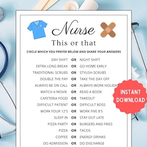 Nurse This or That Game | Nurse Games | Nursing Party | Nursing Games | Medical Games | Doctor Games | Nurse Activities | Games for Nurses