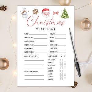 Weihnachts-Liste | Weihnachtswunschliste | Weihnachtsliste ausdrucken | Geschenkbörse-Ideen | Geschenk Umtausch Fragebogen | Ideen für Weihnachtslisten