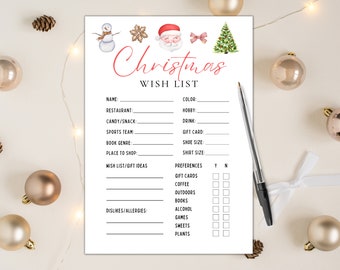 Christmas List | Christmas Wish List | Christmas List Printable | Gift Exchange Ideas | Gift Exchange Questionnaire | Christmas List Ideas