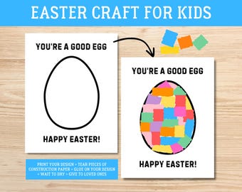 Manualidad de huevo de Pascua imprimible para niños (descarga digital)