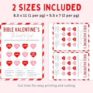 K&ouml;nnte beinhalten: Ein druckbares Valentinstagsspiel mit einem rot-wei&szlig; gestreiften Rand. Das Spiel tr&auml;gt den Titel "Bible Valentine's The Heart of God" und fordert die Spieler auf, Spr&uuml;che Gottes mit ihren entsprechenden Bibelversen zuzuordnen. Das Spiel umfasst zwei Gr&ouml;&szlig;en: 21,6 x 27,9 cm und 14 x 17,8 cm.