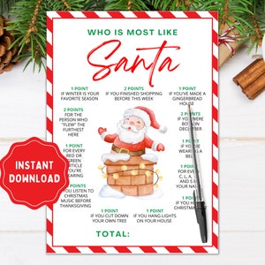 Who is Most Like Santa | Christmas Games | Christmas Party Games | Christmas Games for Kids Adults Families | Fun Christmas Game | Printable