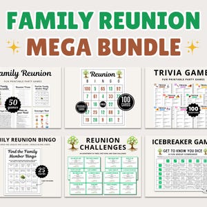 Pacote de jogos para reunião familiar | Jogos para reunião familiar para imprimir | Jogos de reunião | Bingo para reunião familiar | Jogo divertido para reunião | Ideias para reunião familiar