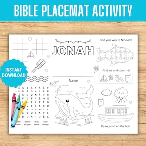 Jonah and the Whale Craft | Bible Placemat | Sunday School Craft | Jesus Craft | Bible Craft | Bible Coloring | VBS Crafts | Christian Craft