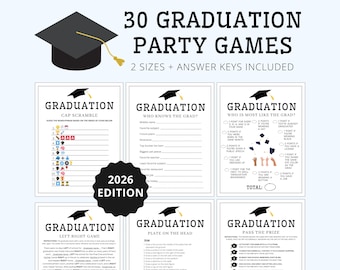 2026 Graduation Party Games | 30 Printable Activities (Digital Download)
