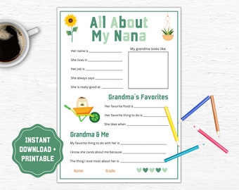 Tout sur ma grand-mère à imprimer | Activité pour la fête des grands-parents (téléchargement numérique A4)