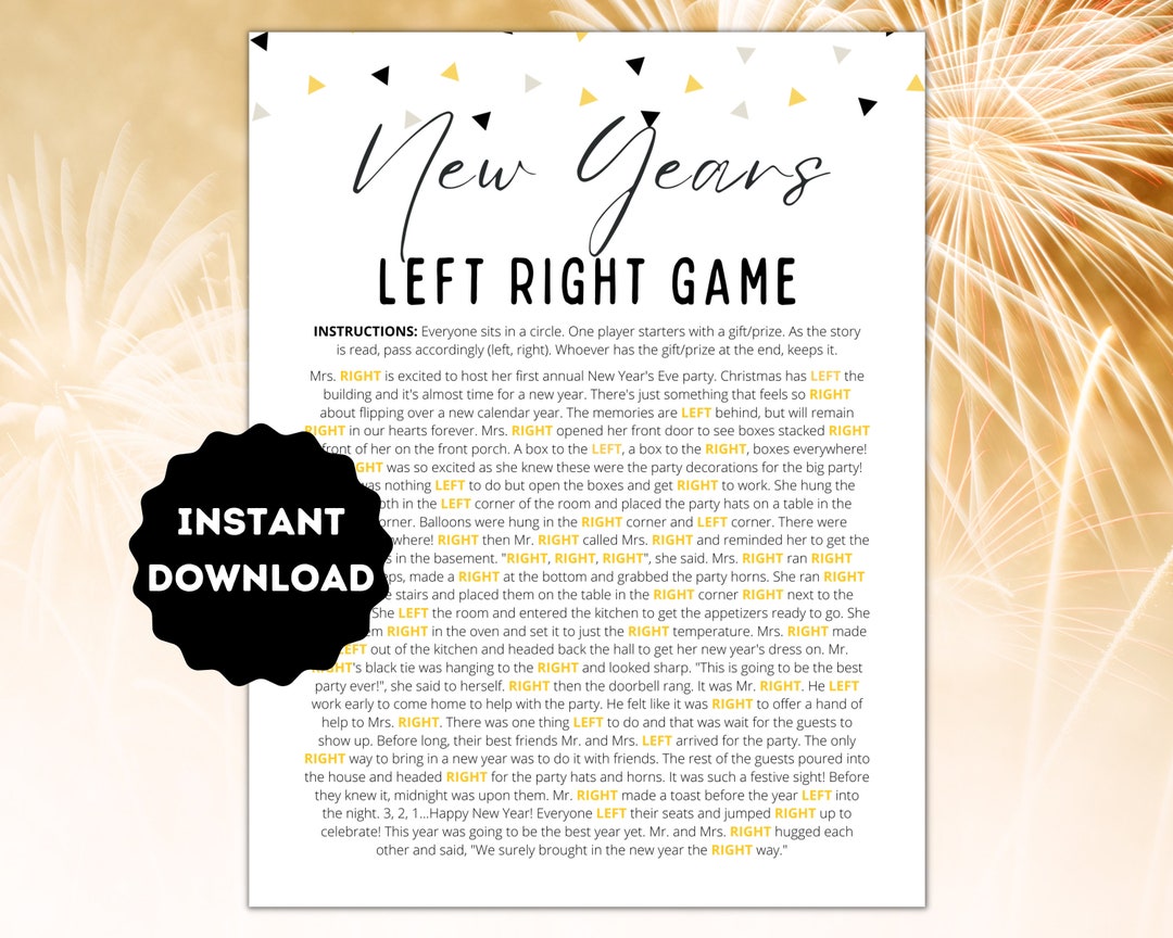 Left Right New Years | New Years Right Left Game | New Years Eve Game ...