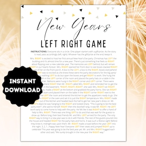 Left Right New Years | New Years Right Left Game | New Years Eve Game | Fun New Years Game | New Years Adults Kid Groups | Printable Games