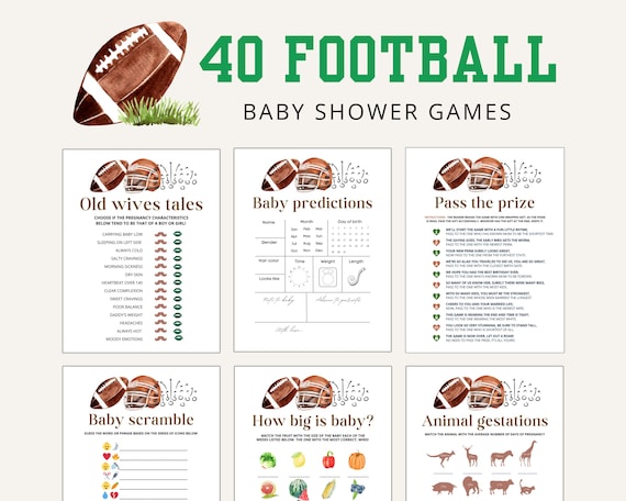 40 Football Baby Shower Games: Printable Activities (Digital Download)