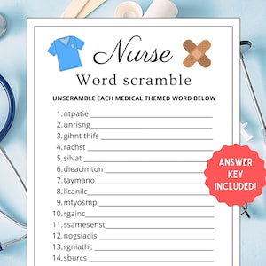 Nurse Word Scramble | Nurse Games | Nursing Party | Nursing Games | Medical Games | Doctor Games | Nurse Activities | Games for Nurses