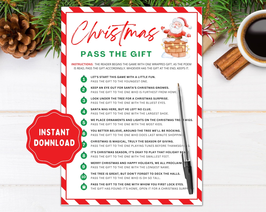 Pass the Gift Christmas Game Christmas Pass Prize Christmas Games