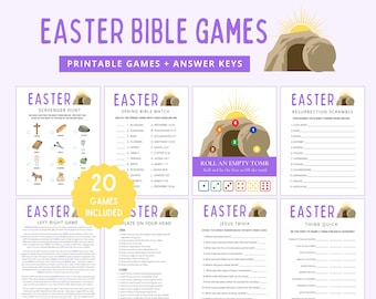 Jeux bibliques de Pâques | Jeux de Pâques chrétiens | Jeux de Pâques | Lot de jeux de Pâques | Jeux de Pâques de l'église | Jeux de Pâques Famille Enfants Adultes
