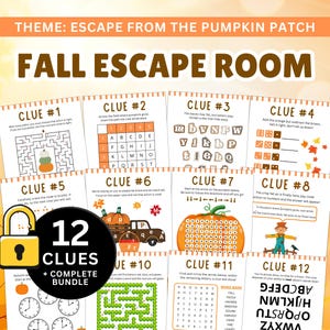 Fall Escape Room | Autumn Escape Room | Escape Room Room Kids Adults | Printable Fall Games | Fall Games for Family | Escape Room Puzzle