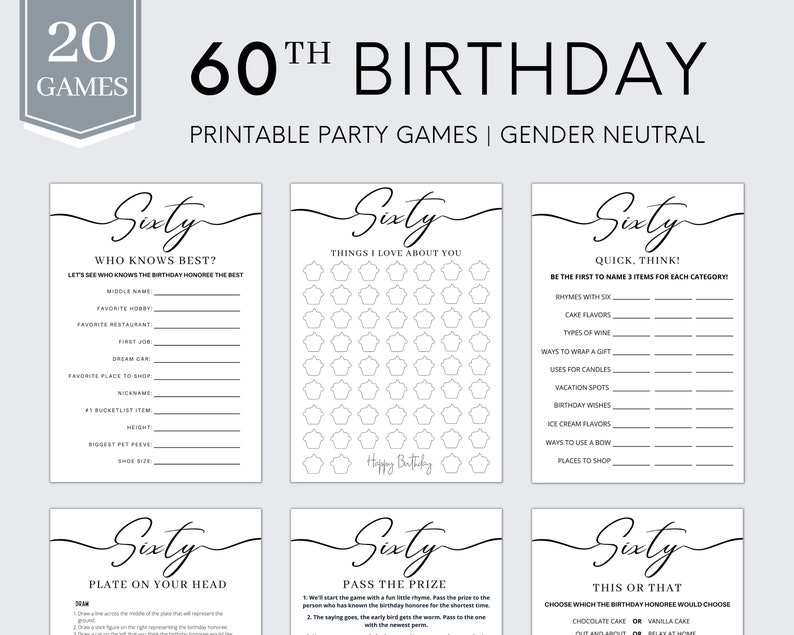 60th Birthday Games 60th Birthday Party Games Born in 1964 Game 60th Birthday Party Sixtieth Birthday Birthday Games Printable image 1