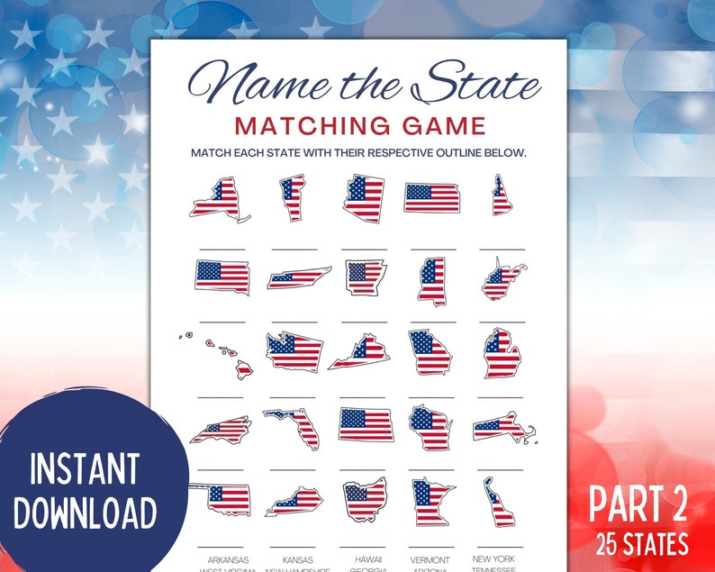 State Matching Game States and Capitals Matching Game | US Geography, Homeschool (digital ...
