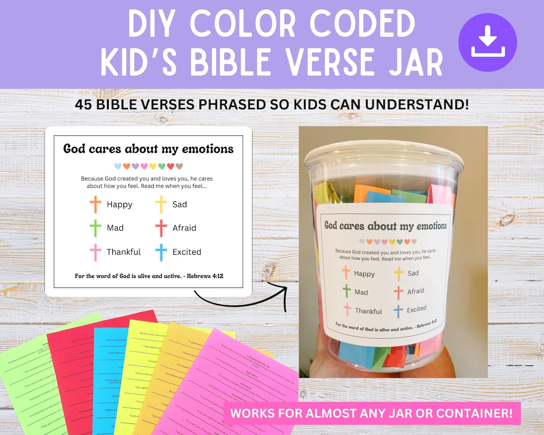 Kids Bible Verses | DIY Bible Verse Jar | Bible Verse Emotions Jar ...