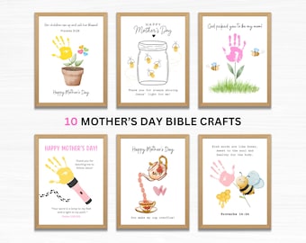 Manualidades bíblicas con huellas de manos para el Día de la Madre: Paquete de manualidades para guardar recuerdos (imprimible)