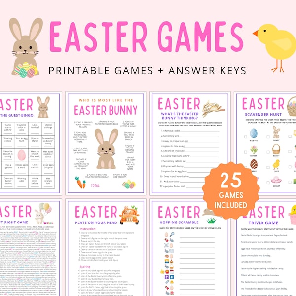 Easter Games Bundle | Easter Games | Easter Party Games | Easter Games for Adults Kids School Work | Easter Game | Easter Games Printable