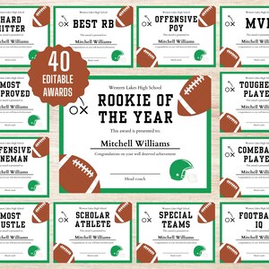 Editable Football Certificates | Football Awards | Football Certificates | Football Ceremony Awards | Football Banquet Awards | Printable
