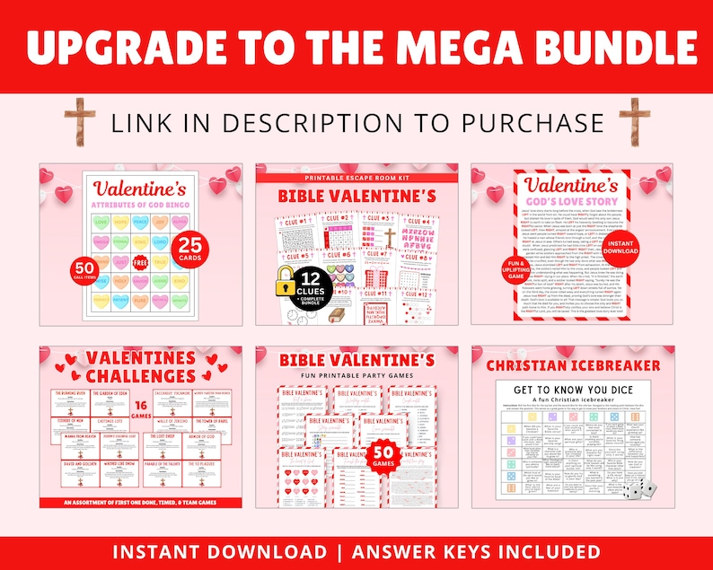 50+ Valentinstag Bibelspiele: Christliches Printable Bundle Bild 8