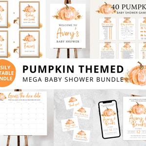Fall Baby Shower Bundle | Pumpkin Baby Shower | Little Pumpkin Baby Shower | Pumpkin Baby Shower Invitation | Fall Baby Shower Games