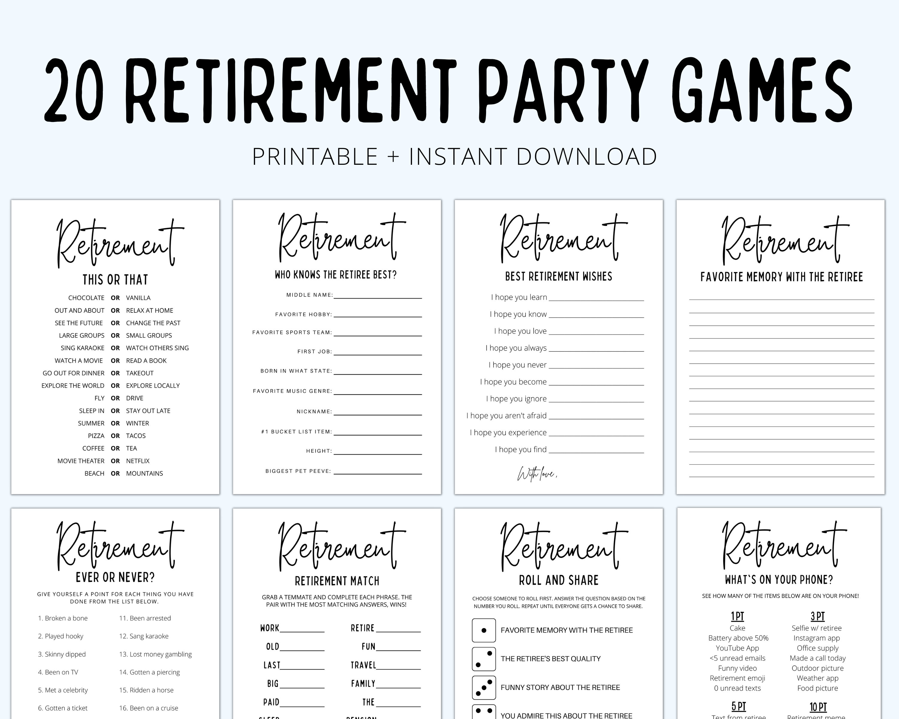 Retirement Party Games Retirement Games Retirement Games Etsy Canada