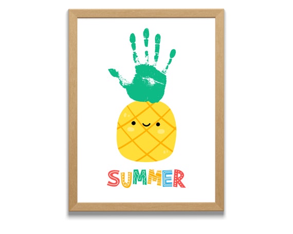 パイナップルの手形クラフト｜子供向け夏休みアート（印刷可能