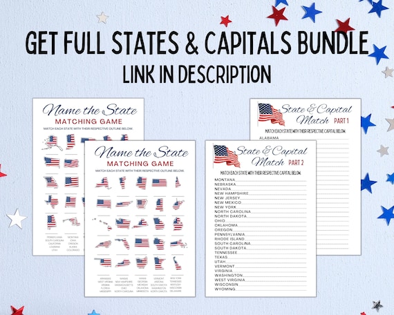 States and Capitals Game State Capitals Trivia Learn - Etsy
