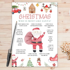 Who is Most Like Santa | Christmas Games | Christmas Party Games | Christmas Games for Kids Adults Families | Fun Christmas Game | Printable