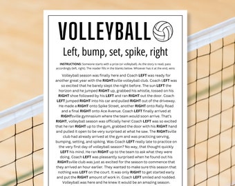 Volleyball Game: Left Bump Set Spike Right - Printable Party Game (PDF Pattern)