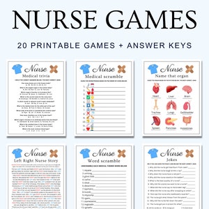 Nurse Games | Nursing Party | Nursing Games | Medical Games | Doctor Games | Nurse Activities | Games for Nurses | Printable Nurse Games