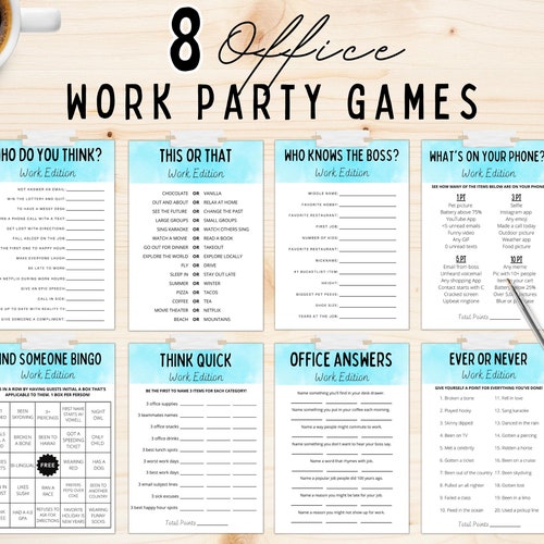 Office Party Games Bundle Printable Games for Work Team Etsy
