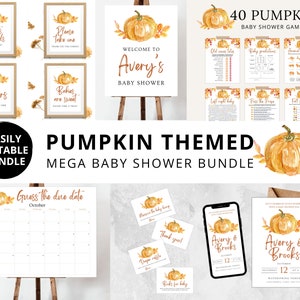 Fall Baby Shower Bundle | Pumpkin Baby Shower | Little Pumpkin Baby Shower | Pumpkin Baby Shower Invitation | Fall Baby Shower Games