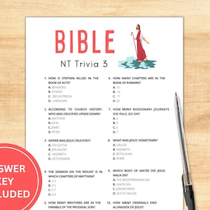 New Testament Trivia | Bible Game | Bible Games for Adults Kids Teens | Bible Trivia Game | Christian Games | Youth Group Game | Printable