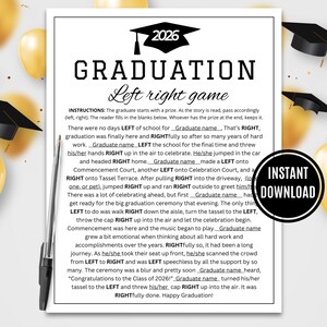 2026 Graduation Left Right Game | Printable Party Game (Digital Download) image 1