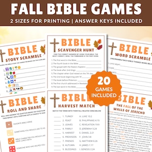 Fall Bible Game Bundle: 20 Printable Christian Games (Digital Download)