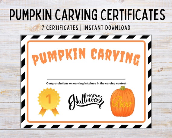 Pumpkin Carving Certificate Pumpkin Carving Trophy Pumpkin - Etsy