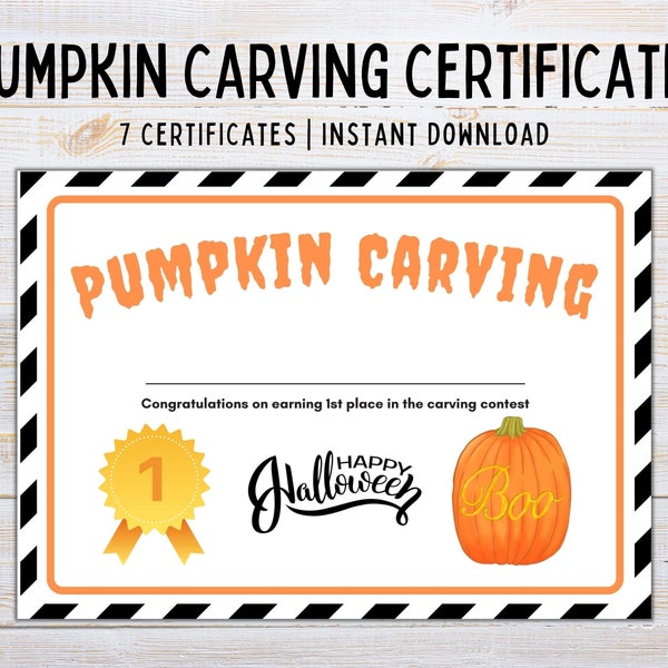 Pumpkin Carving Certificate | Pumpkin Carving Trophy | Pumpkin Carving Contest | Pumpkin Carving Party | Halloween Pumpkin Carving Printable
