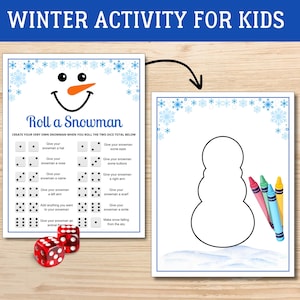 Roll a Snowman | Snowman Craft | Christmas Game for Kids | Roll a Snowman Dice Game | Christmas Activities Kids | Christmas Craft For Kids