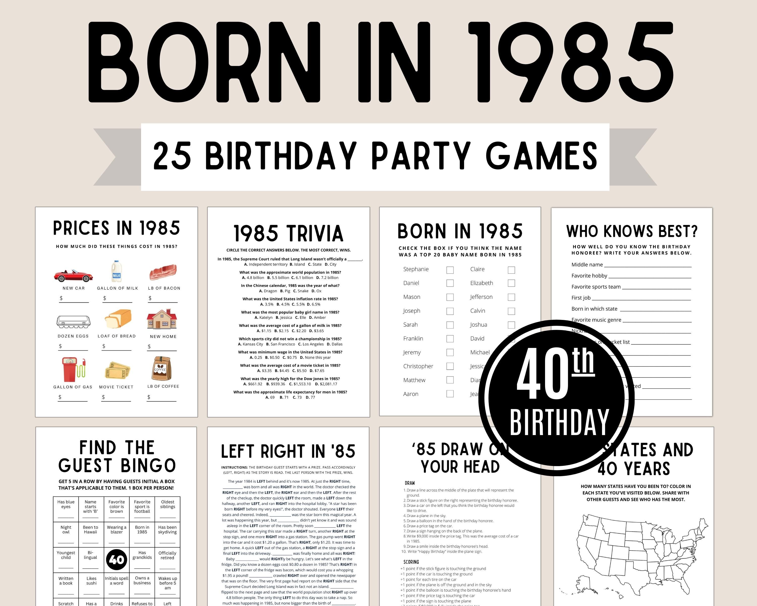 40th Birthday Games: Born in 1985 Game Bundle (Digital Download)